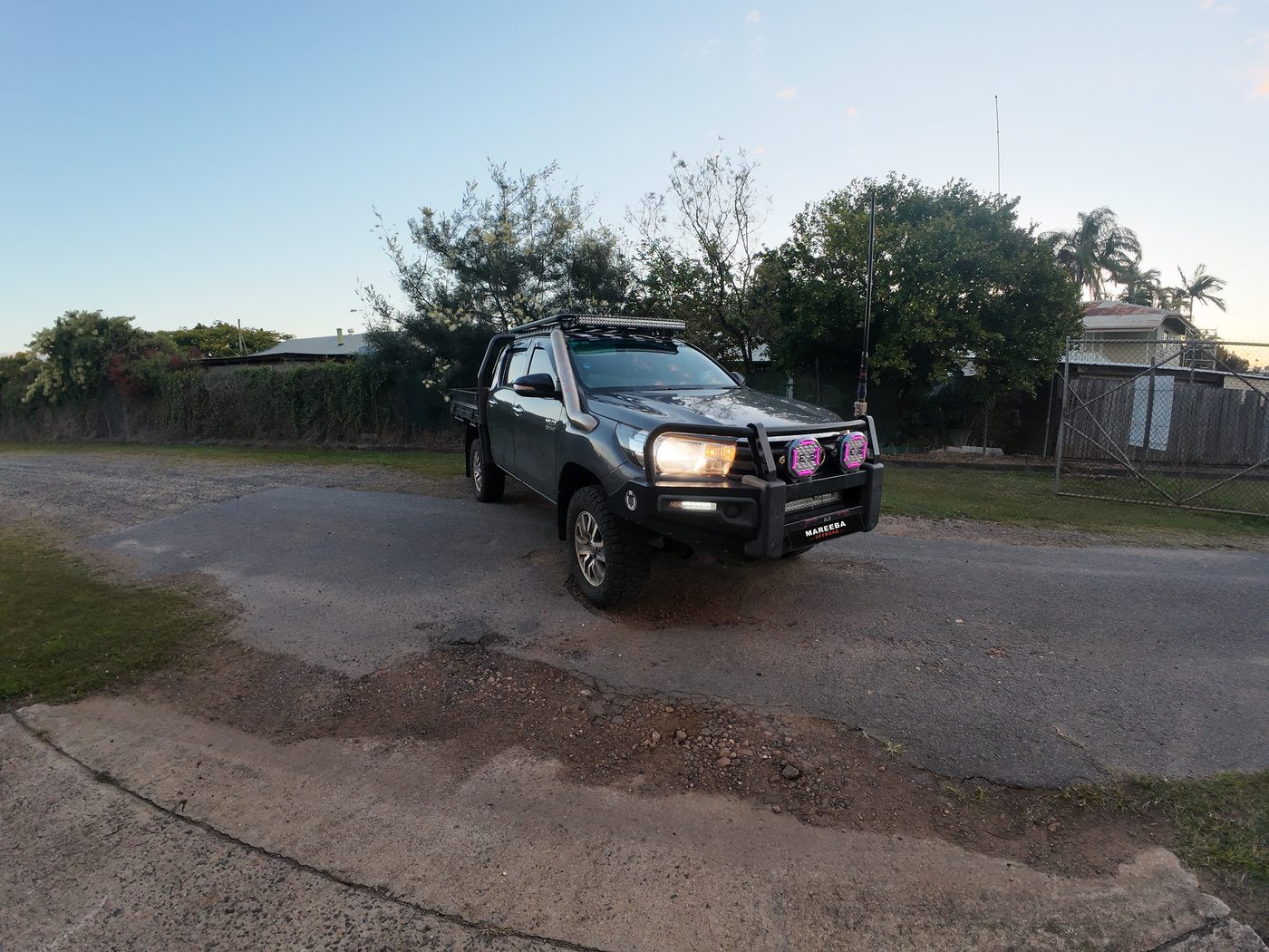 Toyota Hilux with Rhino-Rack platform and light bar fitted